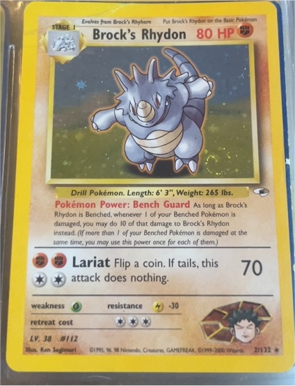 2000 Pokémon Gym Heroes #2 Brock's Rhydon — front