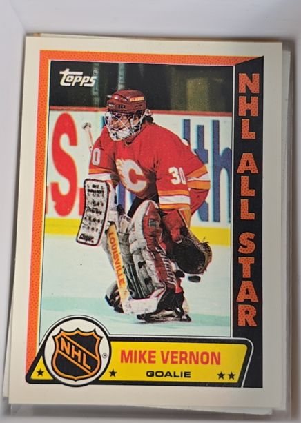 1989-90 Topps #12 Mike Vernon NHL All Star Sticker — front