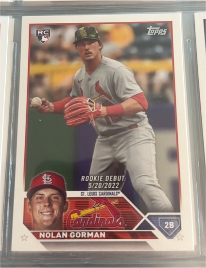 2023 Topps Update #US212 Nolan Gorman Rookie Debut — front