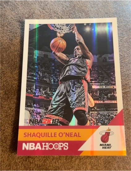 2017-18 Panini NBA Hoops #NNO Shaquille O'Neal NBA 2K18 Miami Heat — front