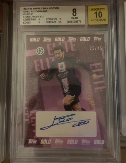 2022-23 Topps X Dan Leydon Gold Autographs Purple #25 Lionel Messi — front