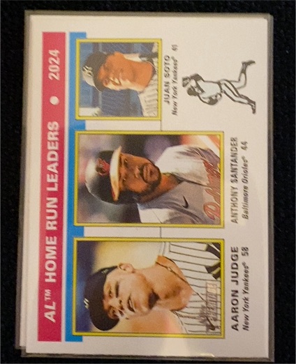 2025 Topps Heritage #194 AL Home Run Leaders Aaron Judge, Juan Soto, Anthony Santander — front