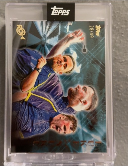 2023 Topps Darts #28 Michael van Gerwen, Peter Wright, Gerwyn Price — front