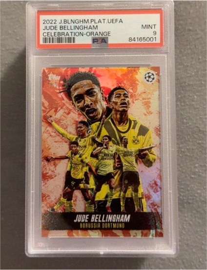 2022 Topps Platinum UEFA Jude Bellingham Celebration-Orange — front