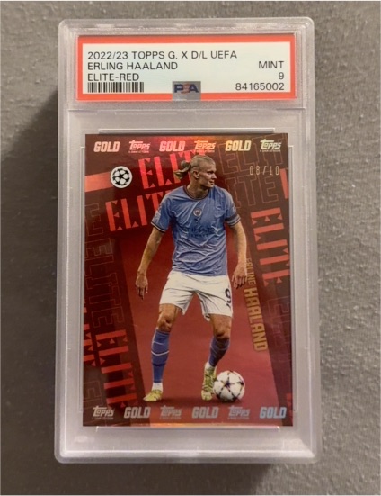 2022/23 Topps Gold X Dan Leydon UEFA #Elite-Red Erling Haaland — front