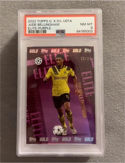 2022 Topps Gold X Dan Leydon UEFA #Elite-Purple Jude Bellingham — front