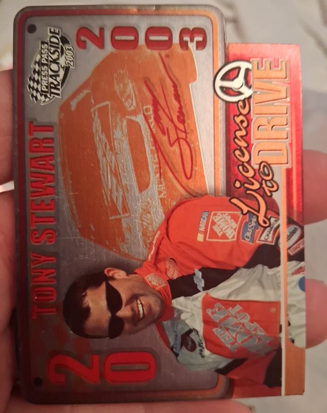 2003 Press Pass Trackside License to Drive Tony Stewart — front