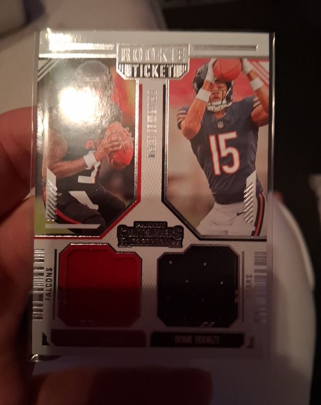2024 Panini Contenders #DS-3 Michael Penix Jr./Rome Odunze Rookie Ticket Dual Patch — front