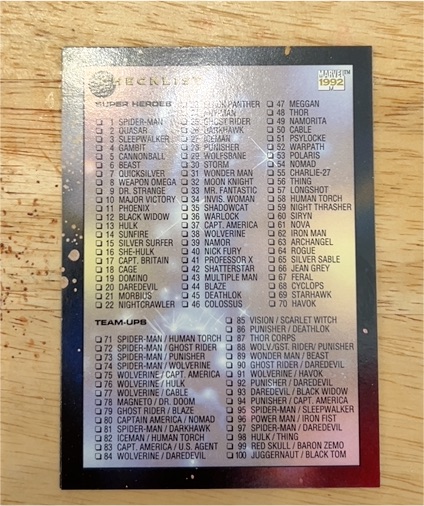 1992 Impel Marvel Universe #200 Checklist — front
