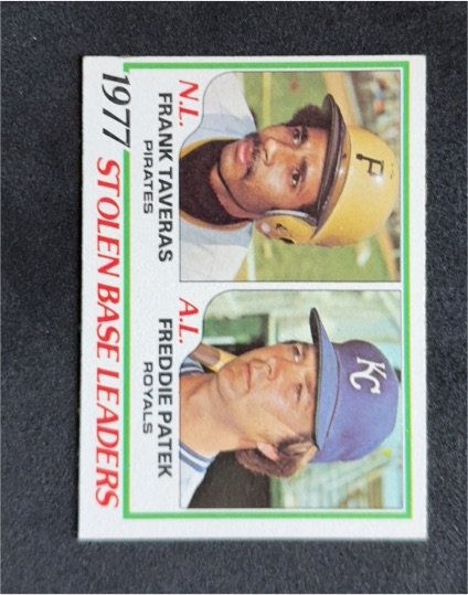 1978 Topps #204 1977 Stolen Base Leaders Frank Taveras & Freddie Patek — front