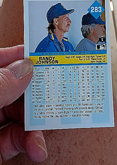 1987 Fleer #283 Randy Johnson — back
