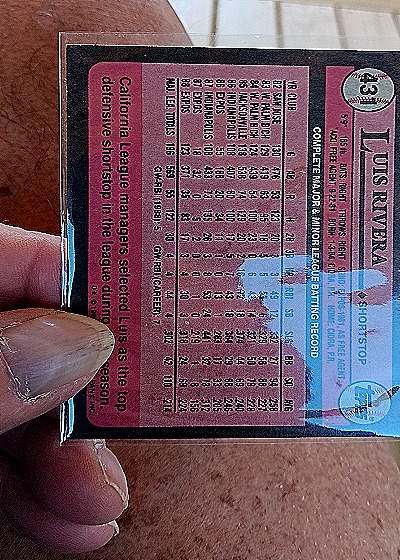 1989 Topps #431 Luis Rivera — back