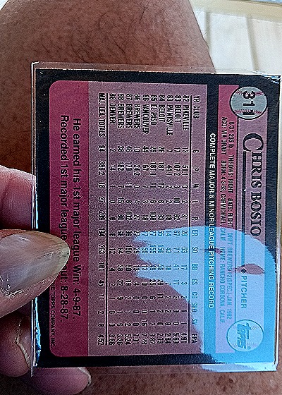 1989 Topps #31 Chris Bosio — back
