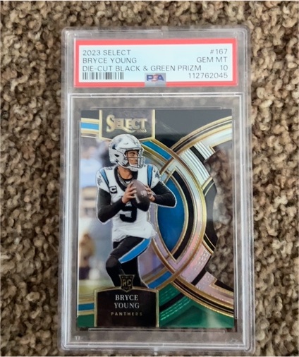 2023 Panini Select #167 Bryce Young Die-Cut Black & Green Prizm — front