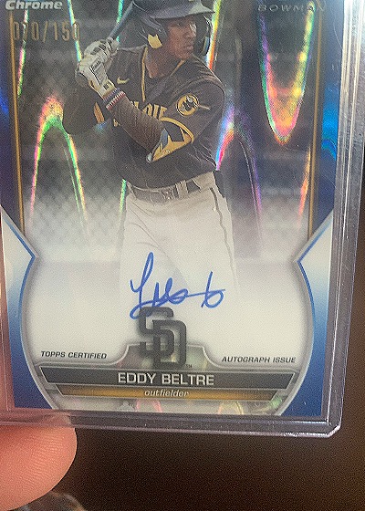 2023 Bowman Chrome #CPA-EB Eddy Beltre Chrome Prospect Autographs — front