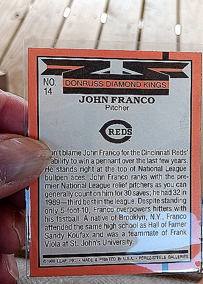 1990 Donruss Diamond Kings #14 John Franco — back