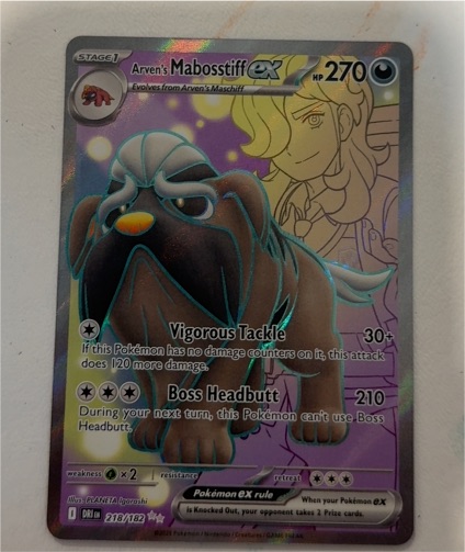 2023 Pokémon TCG SV10: Destined Rivals #218 Arven's Mabosstiff EX — front