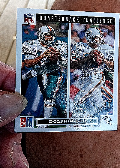 1991 Upper Deck Domino's Pizza Quarterback Challenge #49 Dolphin Duo Bob Griese Dan Marino — front