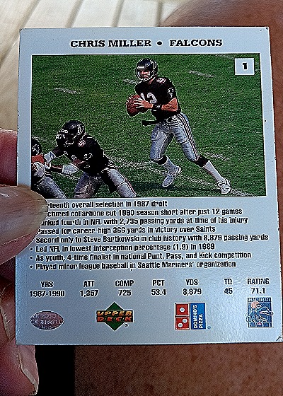 1991 Upper Deck Domino's Pizza Quarterback Challenge #1 Chris Miller — back