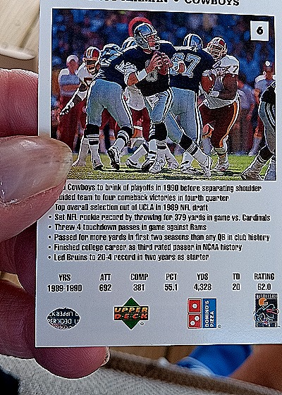 1991 Upper Deck Quarterback Challenge #6 Troy Aikman — back