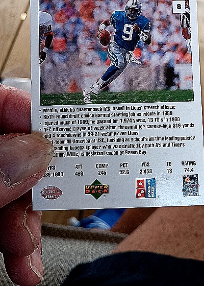 1991 Upper Deck Domino's The Quarterbacks #8 Rodney Peete — back