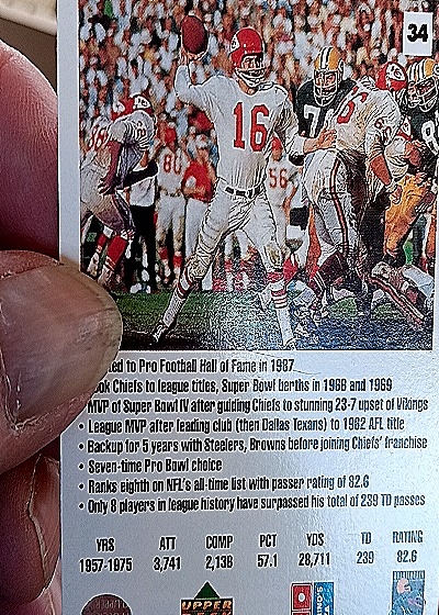 1991 Upper Deck Domino's Pizza Quarterback Challenge #34 Len Dawson — back