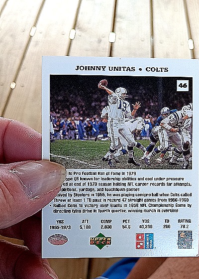 1991 Upper Deck Domino's The Quarterbacks #46 Johnny Unitas — back