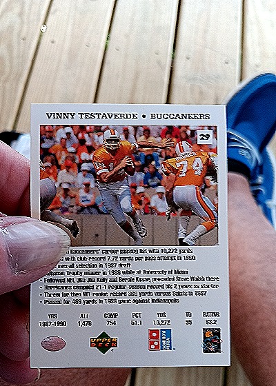 1991 Upper Deck Domino's Quarterback Challenge #29 Vinny Testaverde — back