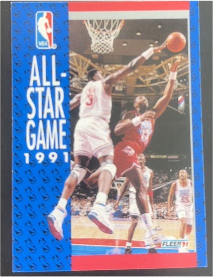 1991-92 Fleer #236 1991 All-Star Game Patrick Ewing Karl Malone Michael Jordan — front