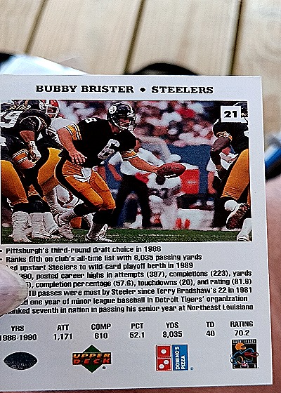 1991 Upper Deck Domino's Quarterback Challenge #21 Bubby Brister — back