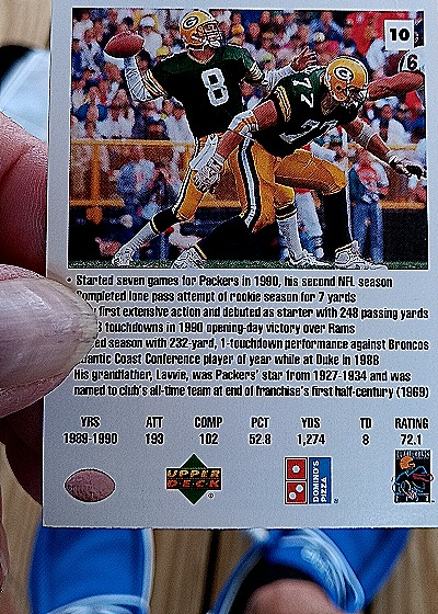 1991 Upper Deck #10 Anthony Dilweg — back