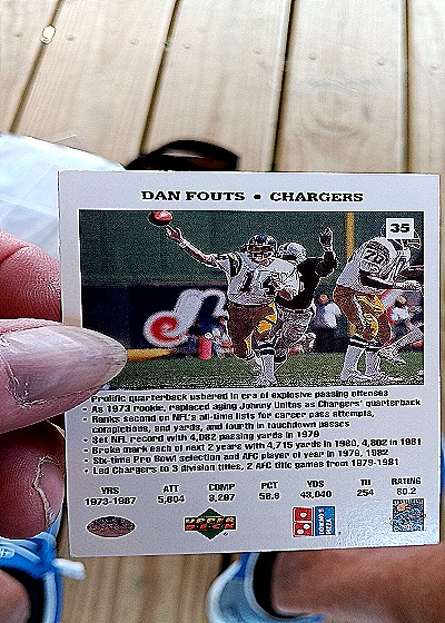 1991 Upper Deck Domino's Pizza Quarterback Challenge #35 Dan Fouts — back