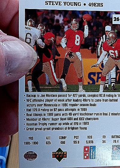 1991 Upper Deck Domino's Pizza Quarterback Challenge #26 Steve Young — back
