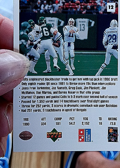 1991 Upper Deck Domino's Pizza Quarterback Challenge #11 Jeff George — back