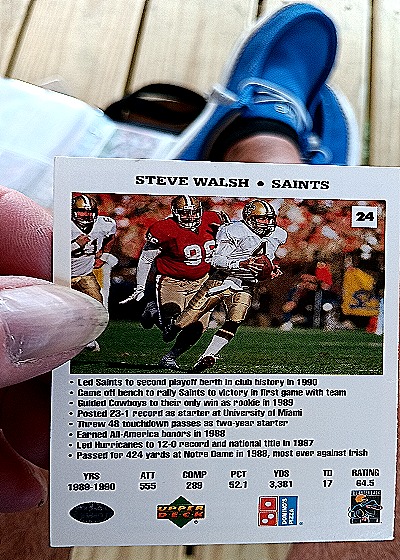 1991 Upper Deck Domino's Pizza Quarterback Challenge #24 Steve Walsh — back