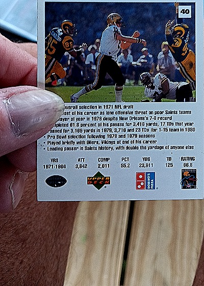 1991 Upper Deck Domino's Pizza Quarterback Challenge #40 Archie Manning — back