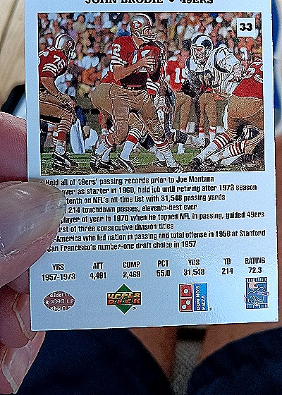 1990 Upper Deck #33 John Brodie — back