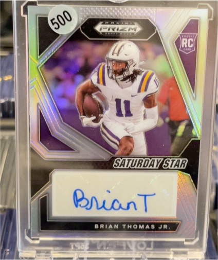 2024 Panini Prizm Draft Picks #SSS-BTJ Brian Thomas Jr. Saturday Star Rookie RC Auto — front
