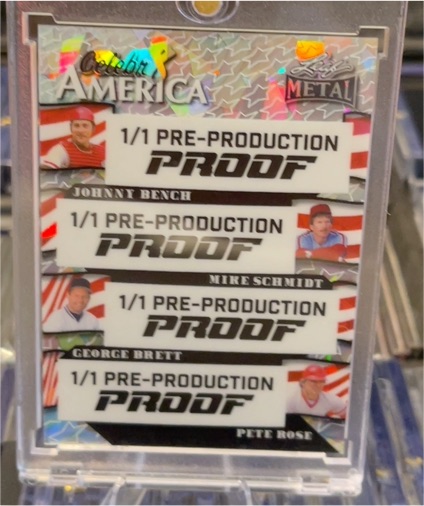 2024 Leaf Metal 1/1 Pre-Production Proof Johnny Bench Mike Schmidt George Brett Pete Rose — front