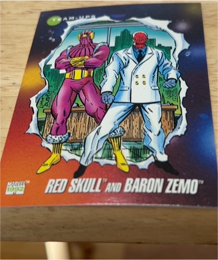 1992 Impel Marvel Universe #99 Red Skull and Baron Zemo — front