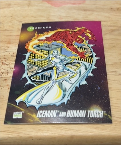 1992 Impel Marvel Universe #82 Iceman and Human Torch — front