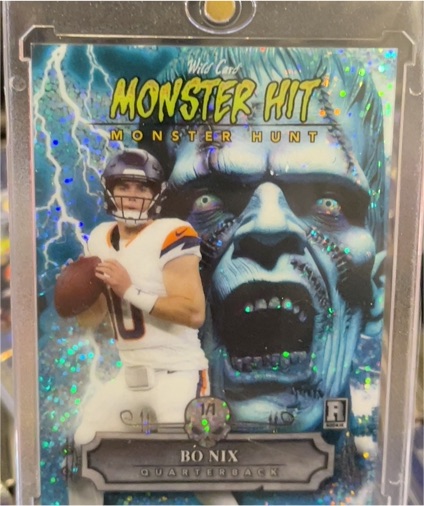 2024 Wild Card Haunted Hits Bo Nix Teal Werewolf #HHWW-BN — front