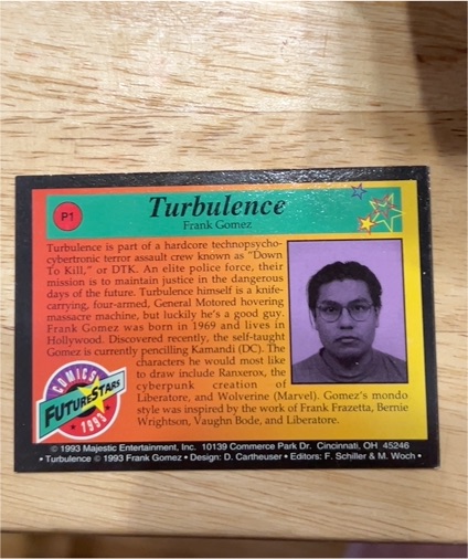 1993 Majestic Entertainment Turbulence #P1 Frank Gomez — front