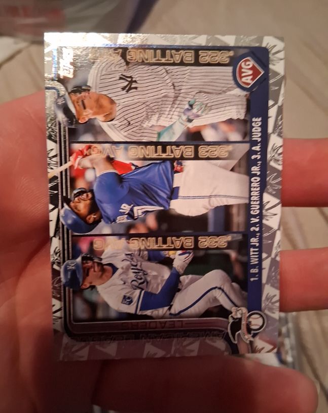 2025 Topps Series 1 #345 Bobby Witt Jr / Vladimir Guerrero Jr / Aaron Judge AL Batting Average Leaders — front