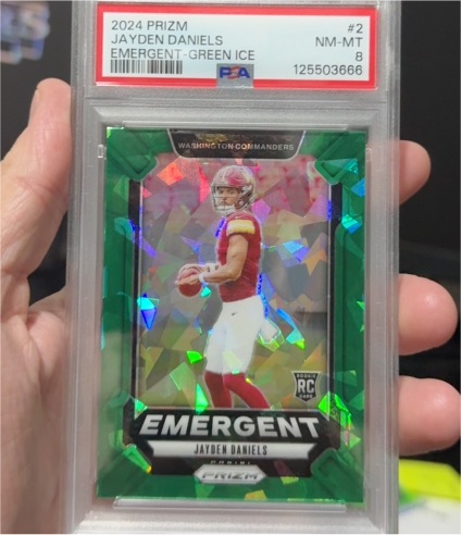 2024 Panini Prizm #2 Jayden Daniels Emergent Green Ice — front
