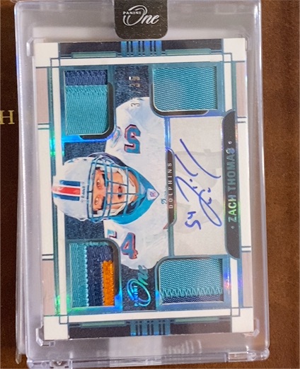 2023 Panini One #62 Zach Thomas Quad Patch Laundry Tag Autographs — front