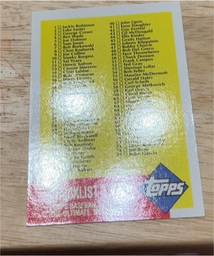 1991 Topps Archives 1953 #335 Checklist — front