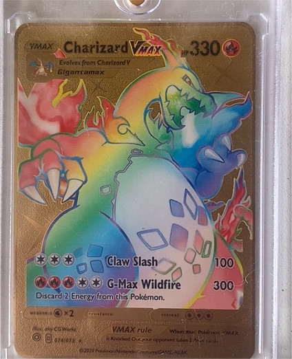 2020 Pokémon #074 Charizard VMAX Rainbow Gold Metal — front