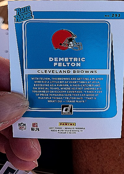 2021 Donruss #293 Demetric Felton — back