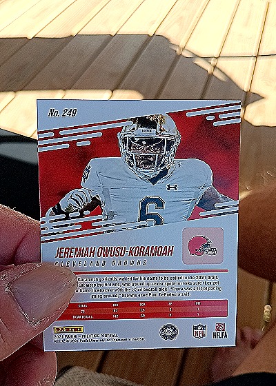 2021 Panini Prestige #249 Jeremiah Owusu-Koramoah — back